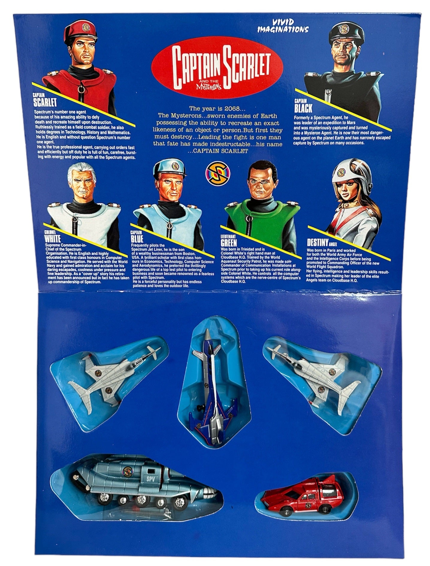 Vintage Vivids 1993 Gerry Andersons Captain Scarlet And The Mysterons Spectrum Command Team Diecast 5 x Vehicle Set. - Factory Sealed Shop Stock Room Find