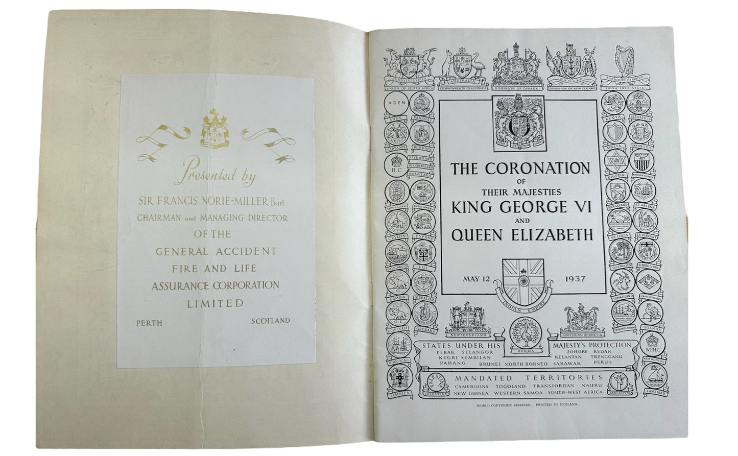 Vintage 1937 The Coronation Of Their Majesties King George VI & Queen Elizabeth Official Collectors Souvenir Programme - Fantastic Condition Very Rare Item