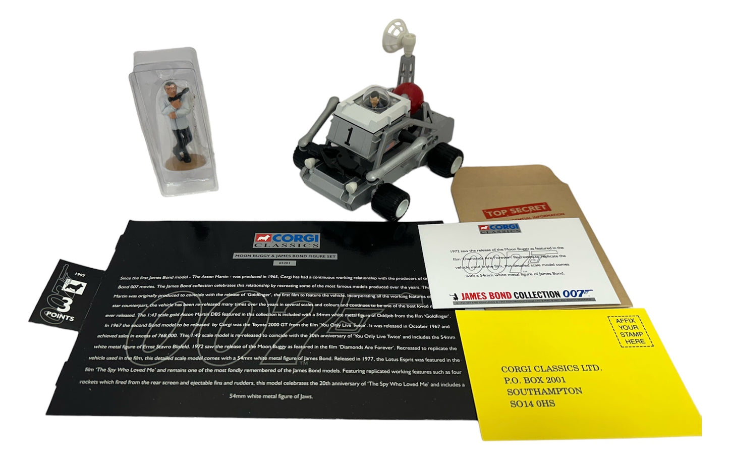 Vintage 1997 Corgi Classics James Bond 007 Collection - Moon Buggy And James Bond Figure Set Number 65201 - Shop Stock Room Find