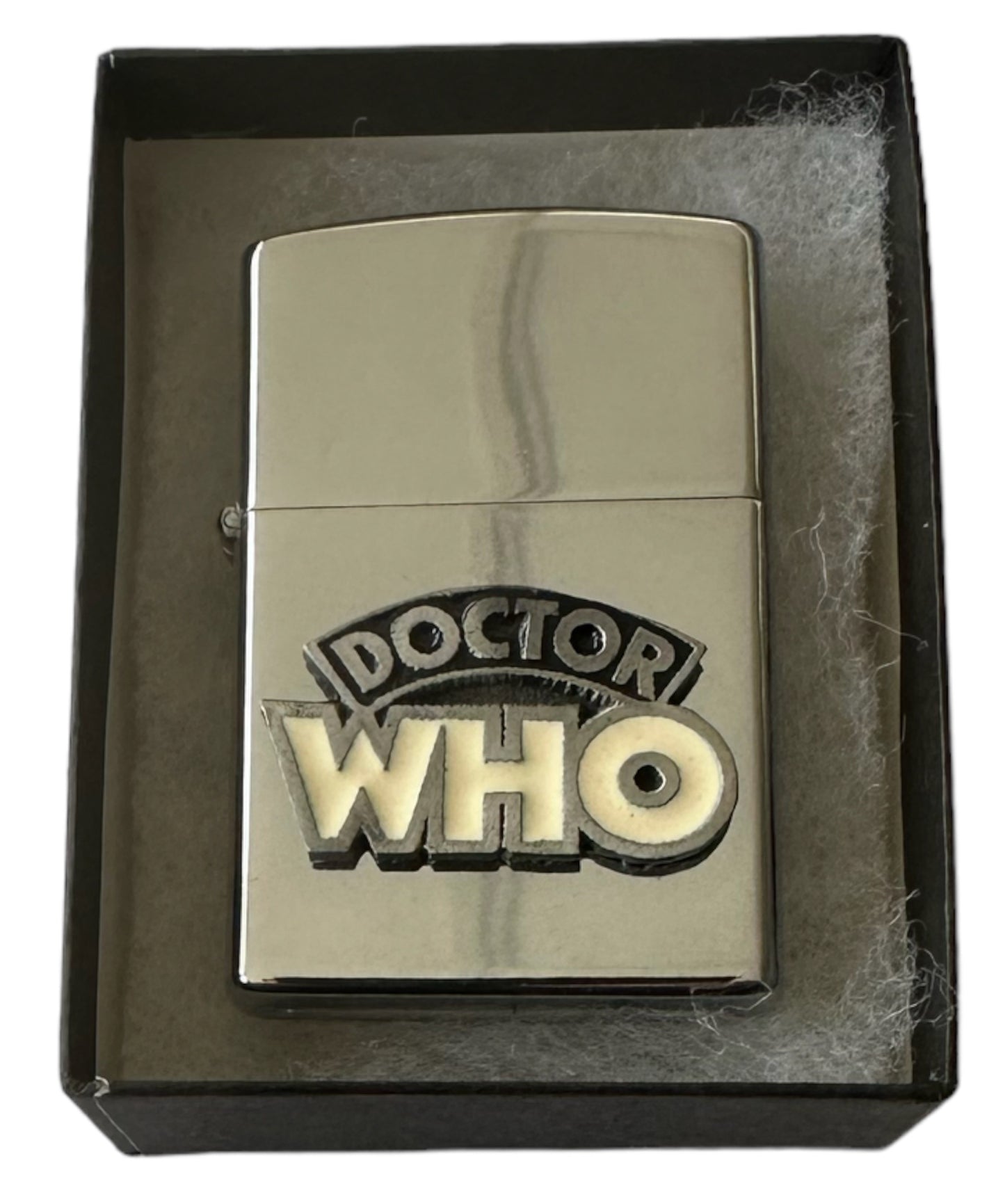 Vintage 1980's Doctor Dr Who Logo Petrol Lighter - In The Original Box - Shop Stock Room Find.