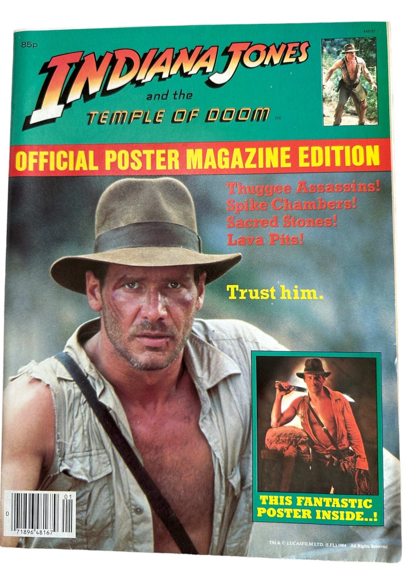 Vintage 1984 Indiana Jones And The Temple Of Doom Official Poster Magazine Edition -  Shop Stock Room Find