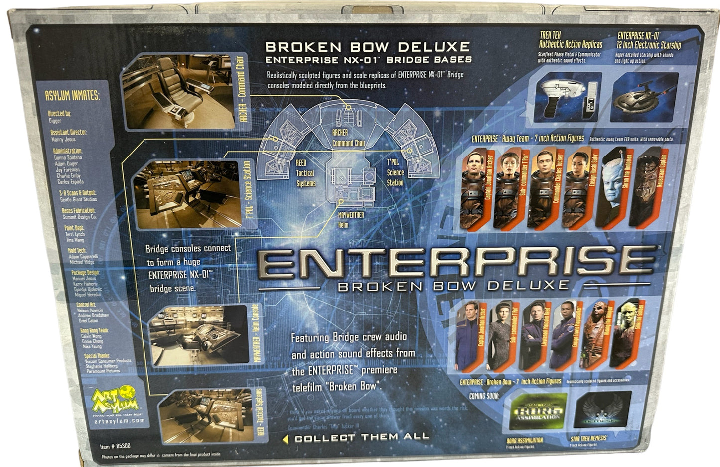 Vintage Art Asylum 2002 Star Trek Enterprise Broken Bow Deluxe Captain Jonathan Archer Action Figure With Enterprise NX-01 Electronic Bridge Base & Captains Chair - Factory Sealed Shop Stock Room Find