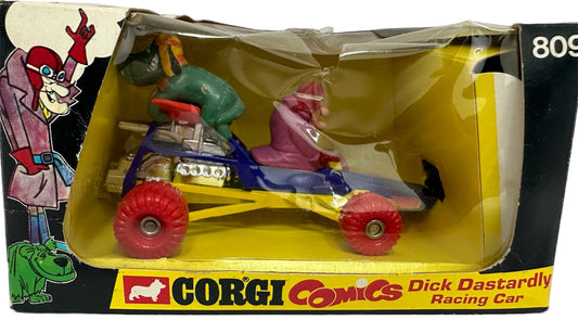 Vintage Corgis Comics 1973 Dick Dastardly Racing Car Diecast Model No. 809 With Muttley - Wacky Racers - Mint Condition In The Original Box - Shop Stock Room Find