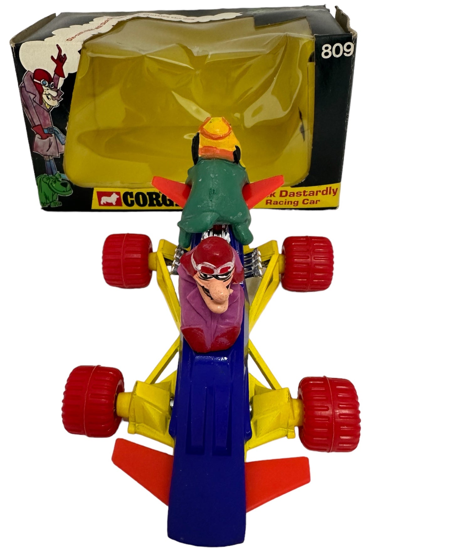 Vintage Corgis Comics 1973 Dick Dastardly Racing Car Diecast Model No. 809 With Muttley - Wacky Racers - Mint Condition In The Original Box - Shop Stock Room Find