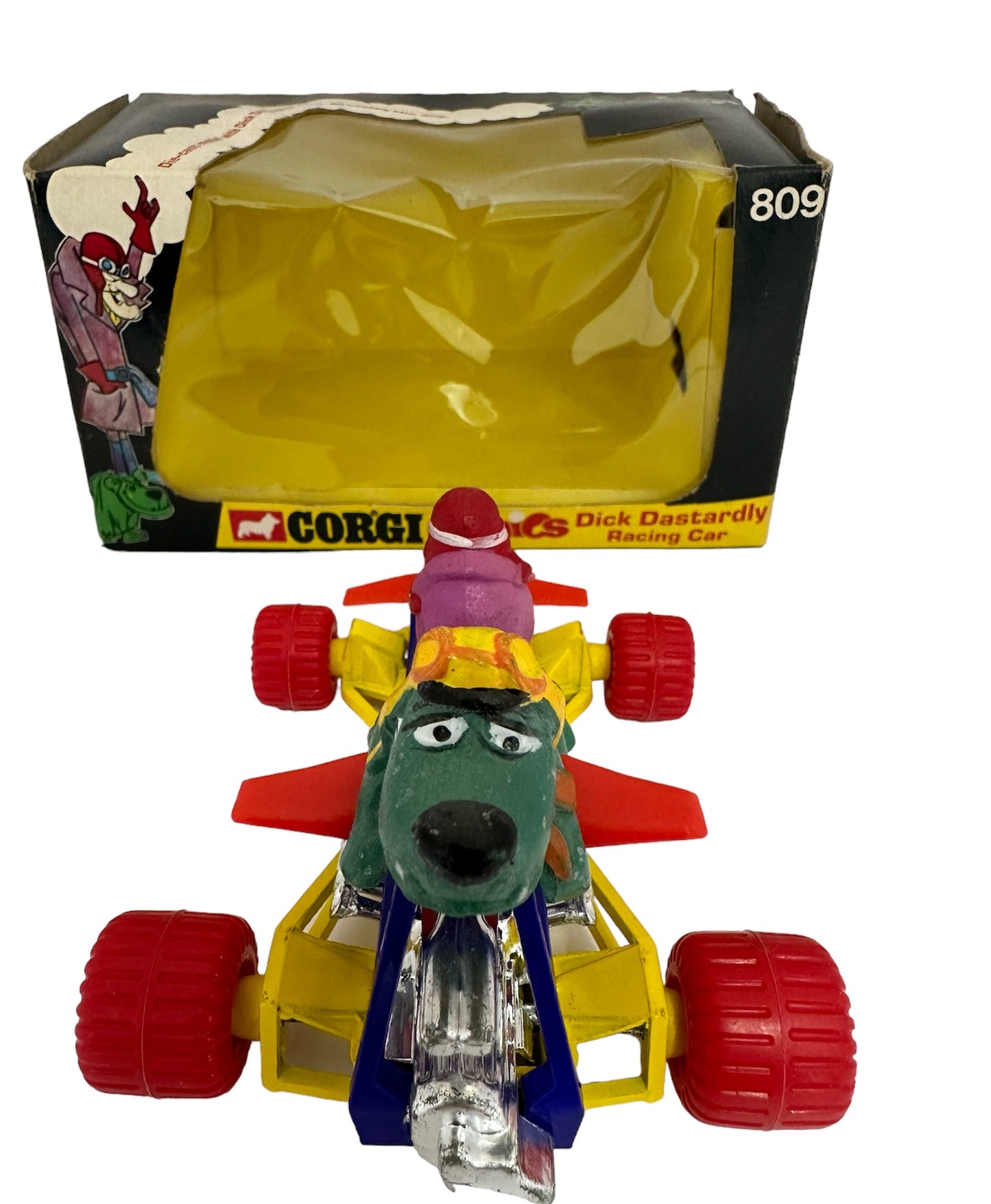 Vintage Corgis Comics 1973 Dick Dastardly Racing Car Diecast Model No. 809 With Muttley - Wacky Racers - Mint Condition In The Original Box - Shop Stock Room Find