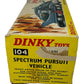 Vintage Dinky Toys 1970 Gerry Andersons Captain Scarlet And The Mysterons SPV Spectrum Pursuit Vehicle Diecast Model No. 104 - Fantastic Condition In The Original Box With Original Display Plinth