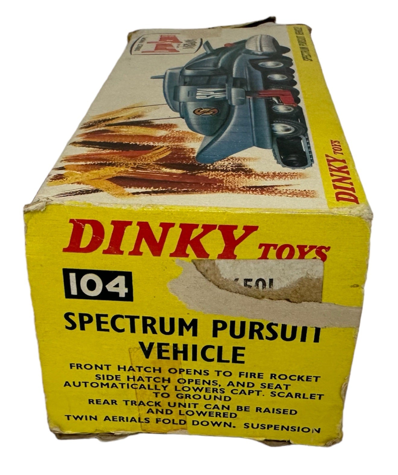 Vintage Dinky Toys 1970 Gerry Andersons Captain Scarlet And The Mysterons SPV Spectrum Pursuit Vehicle Diecast Model No. 104 - Fantastic Condition In The Original Box With Original Display Plinth