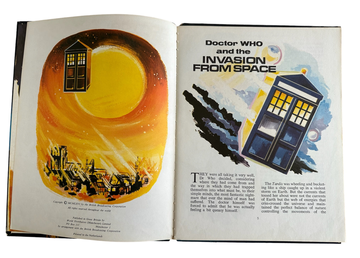 Vintage Doctor Who And The Invasion From Space Annual 1966 William Hartnell as the Dr. - Good Condition Very Rare Hardback Book.