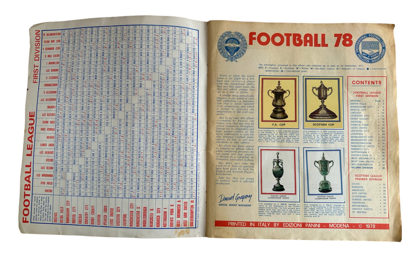 Vintage Panini 1978 - Football 78 Collectors Sticker Album Complete With All Stickers - Very Good Condition Very Rare Item