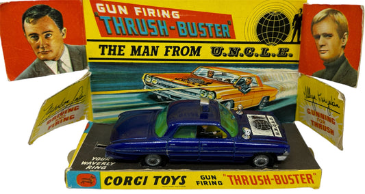 Vintage Corgis 1966 The Man From Uncle Thrush Buster Oldmobile Super 88 Diecast Model Vehicle - In the Original Box With Display Plinth