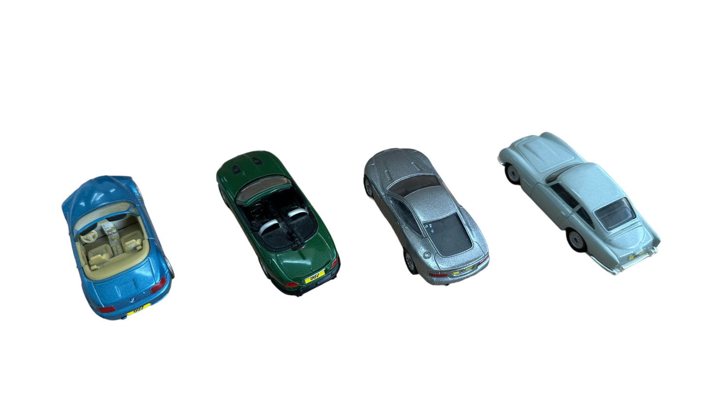 Vintage 2003 Corgi The James Bond Collection Set Of 4 1/50 Scale Die-cast Model Vehicles - DB5, V12 Vanquish, Z3 & XKR - Film Cannister Gift Set No. TY95903