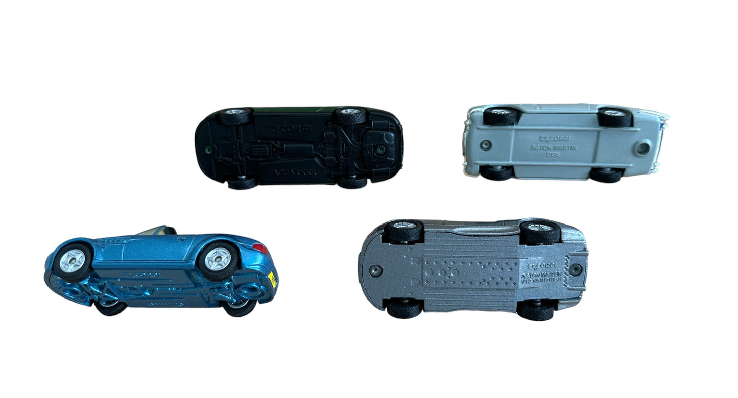 Vintage 2003 Corgi The James Bond Collection Set Of 4 1/50 Scale Die-cast Model Vehicles - DB5, V12 Vanquish, Z3 & XKR - Film Cannister Gift Set No. TY95903