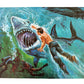 Vintage Whitman 1976 The Six Million Dollar Man 224 Large Piece Jigsaw Puzzle Number 7757 Animated Underwater Great White Shark Fight - Fantastic  Condition 100% Complete And In The Original Box