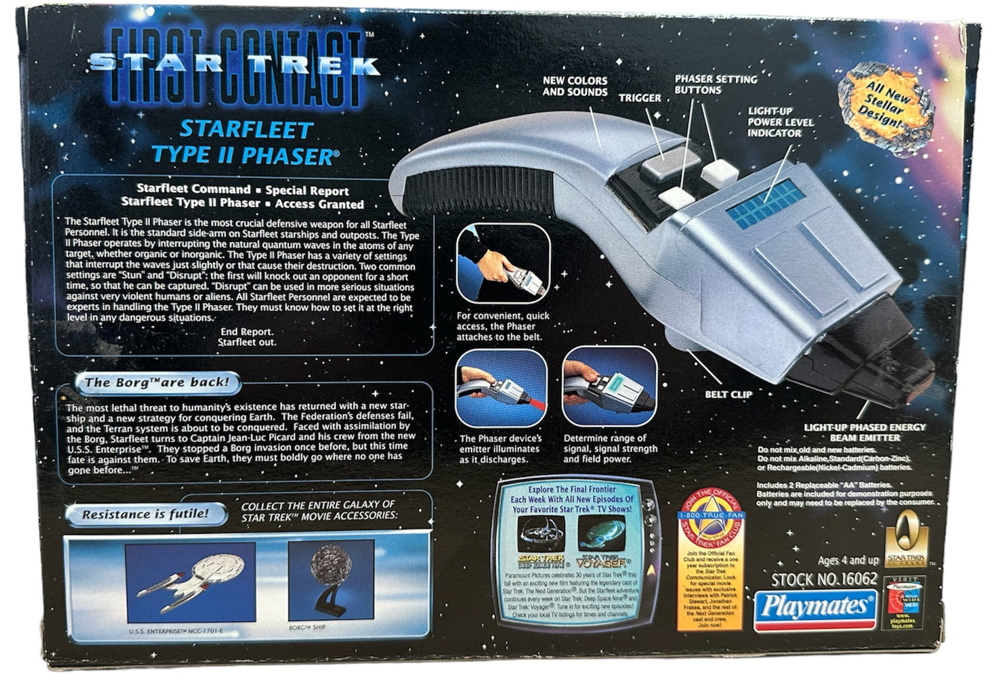 Vintage 1996 Star First Contact Trek Official Starfleet Type II Hand Phaser Collector's Edition - Brand New Shop Stock Room Find