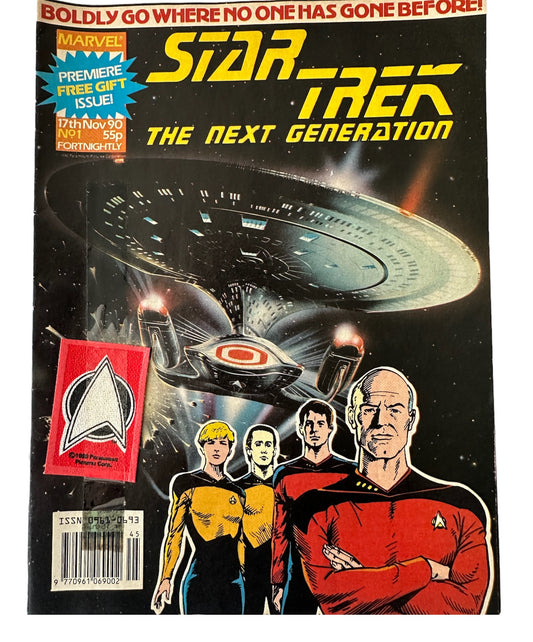 Vintage 1990 Marvel Comics Group Star Trek The Next Generation Comic 17th November  1989 No. Premiere Issue No. 1 - With Free Gift - Former Shop Stock