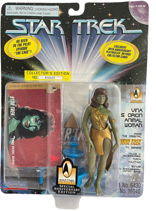 Vintage Playmates 1996 Star Trek The Original Series 30th Anniversary Collectors Edition - Vina As The Green Orion Animal Women Action Figure - Brand New Factory Sealed Shop Stock Room Find