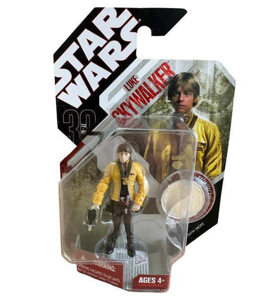 Vintage 2007 Star Wars Saga 30th Anniversary A New Hope Luke Skywalker Action Figure With Exclusive Collector Coin - Brand New Factory Sealed Shop Stock Room Find