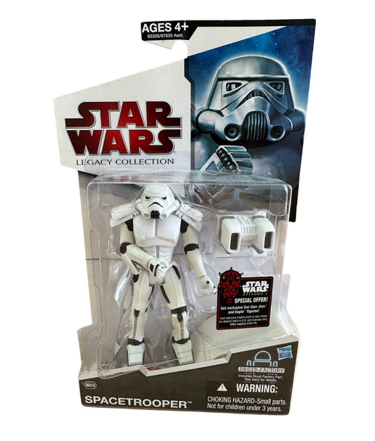 Vintage 2009 Star Wars Legacy Collection SpaceTrooper Action Figure With Jet Pack BD58 - Includes Droid Factory Part - Brand New Factory Sealed Shop Stock Room Find