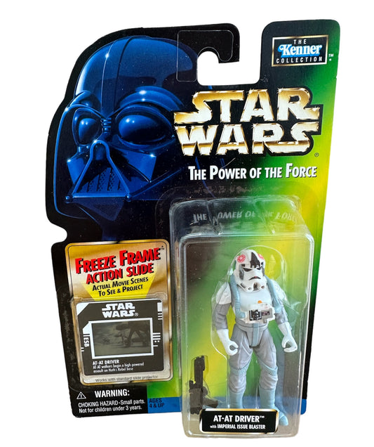 Vintage 1998 Star Wars The Power Of The Force AT-AT Driver Action Figure With Freeze Frame Movie Slide - Brand New Factory Sealed Shop Stock Room Find
