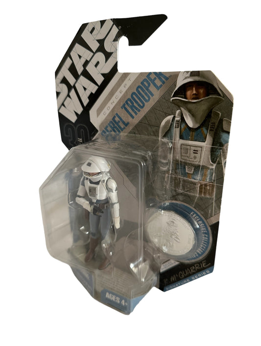 Vintage 2007 Star Wars Ralph McQuarrie Concept Collection Rebel Trooper Action Figure With Exclusive Collectors Coin No. 80 - Brand New Factory Sealed Shop Stock Room Find