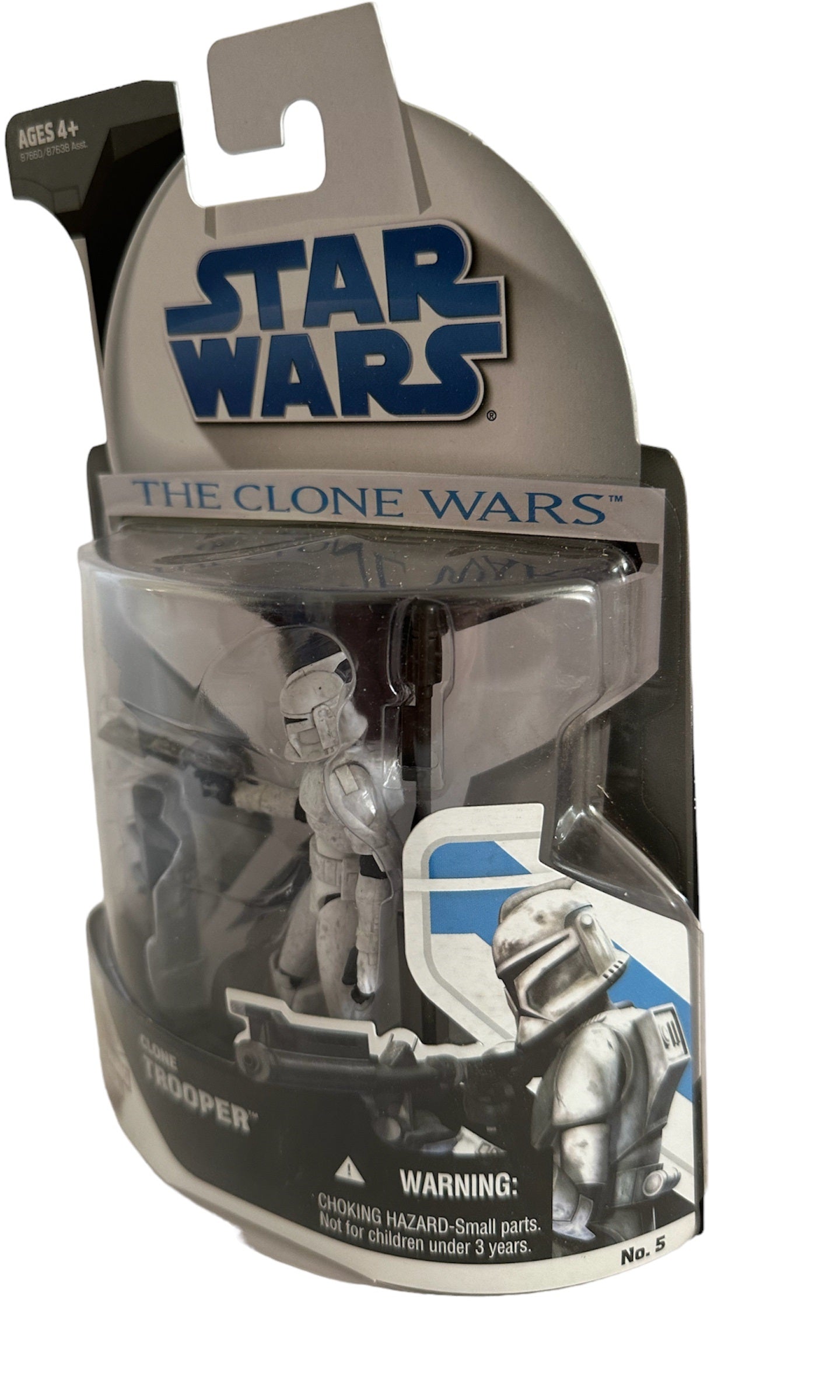 Vintage 2008 Star Wars The Clone Wars Collection - Clone Trooper Action Figure With Rocket Firing Launcher No. 5 - Brand New Factory Sealed Shop Stock Room Find