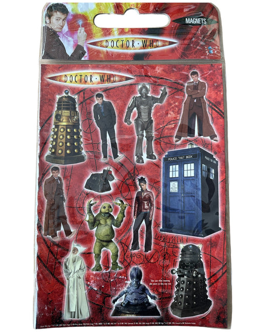 Vintage 2007 Alligator Dr Who Magnet Set 10th Doctor & Martha Jones, K9 And Enemies - Brand New Factory Sealed Shop Stock Room Find