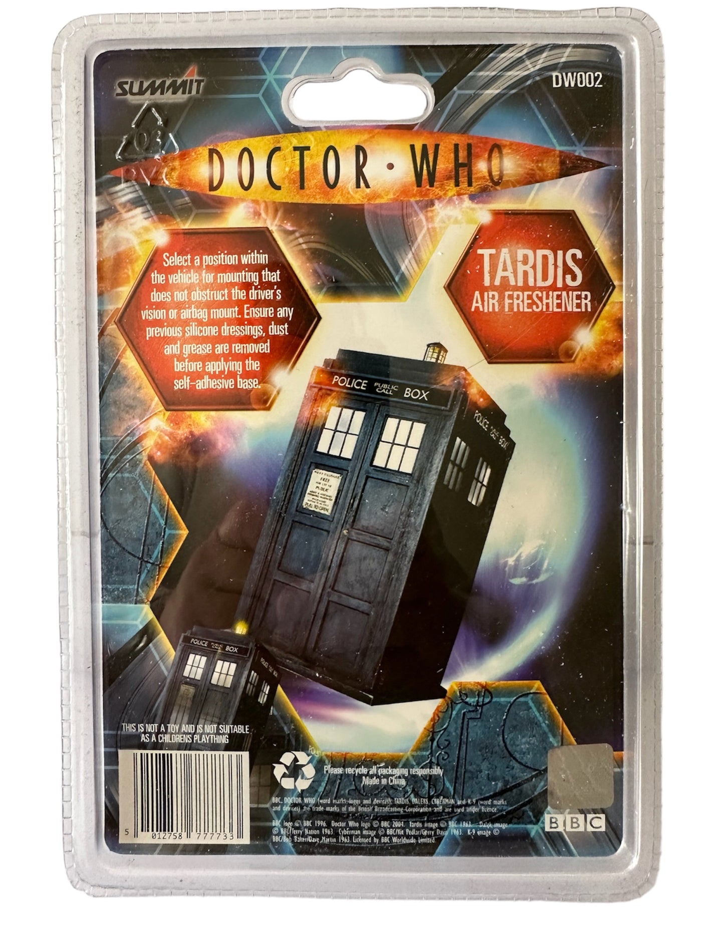 Vintage 2007 Doctor Dr Who The Spinning Tardis Car Dash Mount Air freshener - Factory Sealed Shop Stock Room Find