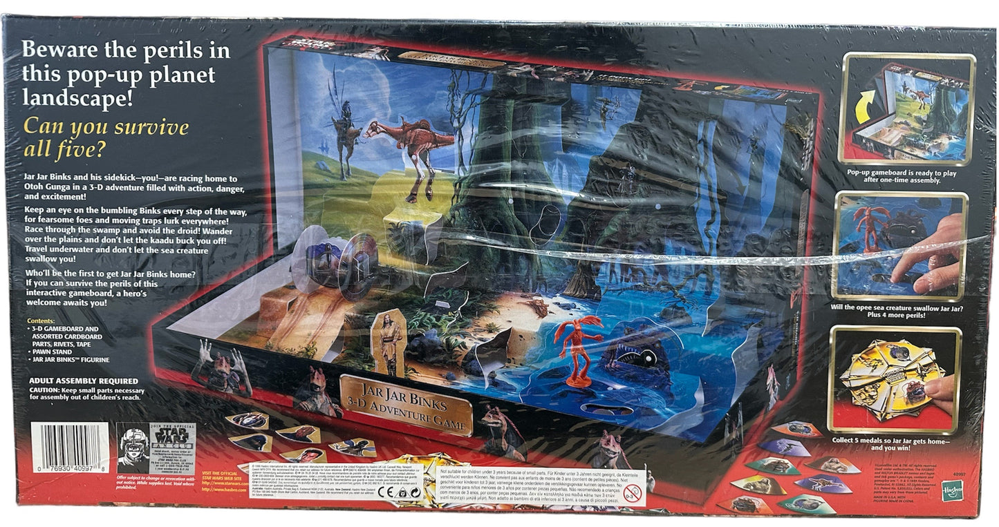 Vintage 1999 Star Wars Episode 1 Jar Jar Binks 3-D Adventure Game - Brand New Factory Sealed Shop Stock Room Findtion Figure - Brand New Factory Sealed