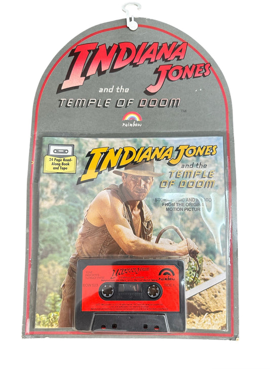 Vintage 1984 Indiana Jones And The Temple Of Doom 24 Page Read Along Book and Audio Cassette Tape Set - Factory Sealed Shop Stock Room Find