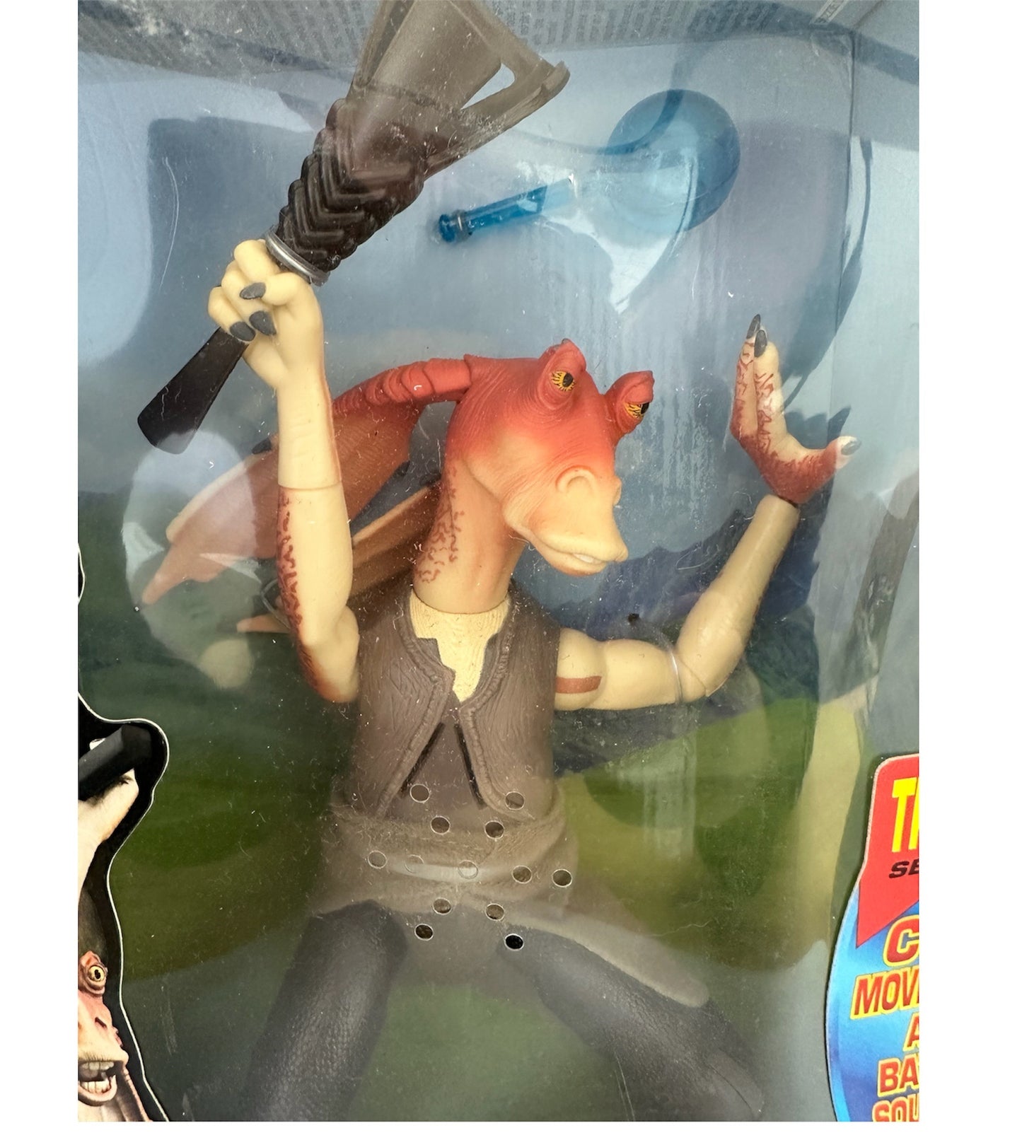 Vintage 1999 Star Wars Episode 1 The Phantom Menace - Jar Jar Binks 12 Inch Fully Poseable Electronic Talking Action Figure Authentically Styled Outfit and Accessories - Factory Sealed Shop Stock Room Find