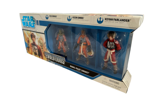 Vintage Star Wars 2008 The Legacy Collection - Evolutions - Rebel Pilot Legacy Series II Action Figure 3 Pack - Brand New Factory Sealed Shop Stock Room Find