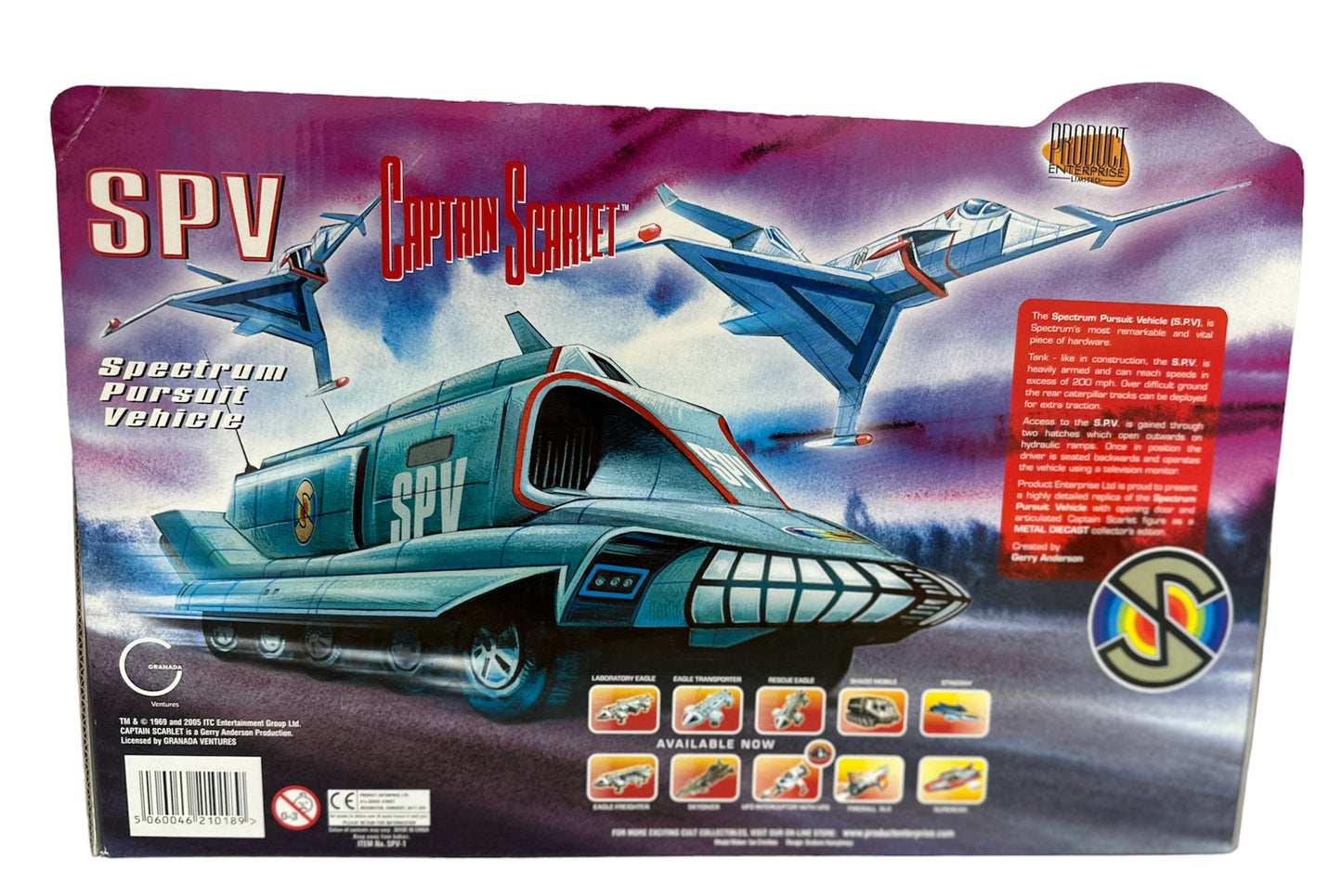 Vintage Product Enterprise  2005 Gerry Andersons Collectors Edition Captain Scarlet Spectrum Pursuit Vehicle SPV Die Cast Replica Model Vehicle - Brand New Shop Stock Room Find