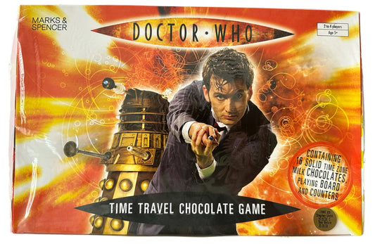 Vintage 2007 Dr Who Time Travel Chocolate Board Game Featuring The 10th Doctor - Brand New Factory Sealed Shop Stock Room Find