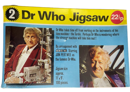 Vintage 1972 Dr Doctor Who Pleasure Products 100 Piece Jigsaw Puzzle Number 2, Doctor Who (Jon Pertwee) At Work - Factory Sealed Shop Stock Room Find
