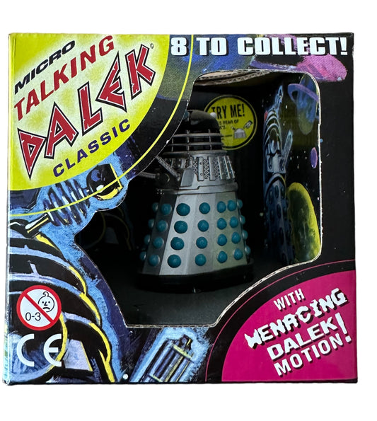 Vintage 1996 Product Enterprise Doctor Dr Who And The Daleks Silver And Blue Micro Talking Classic Dalek - Factory Sealed Shop Stock Room Find