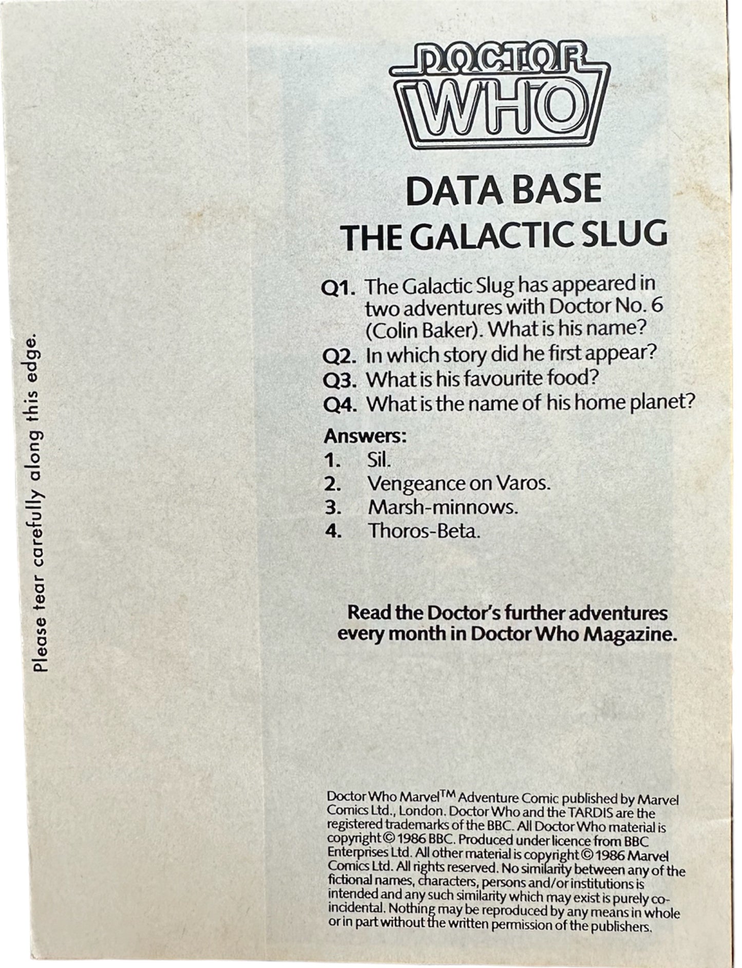 Vintage 1986 Doctor Dr Who Marvels Adventure Comic From Golden Wonder Number 5 - The Shape Shifter - Former Shop Stock