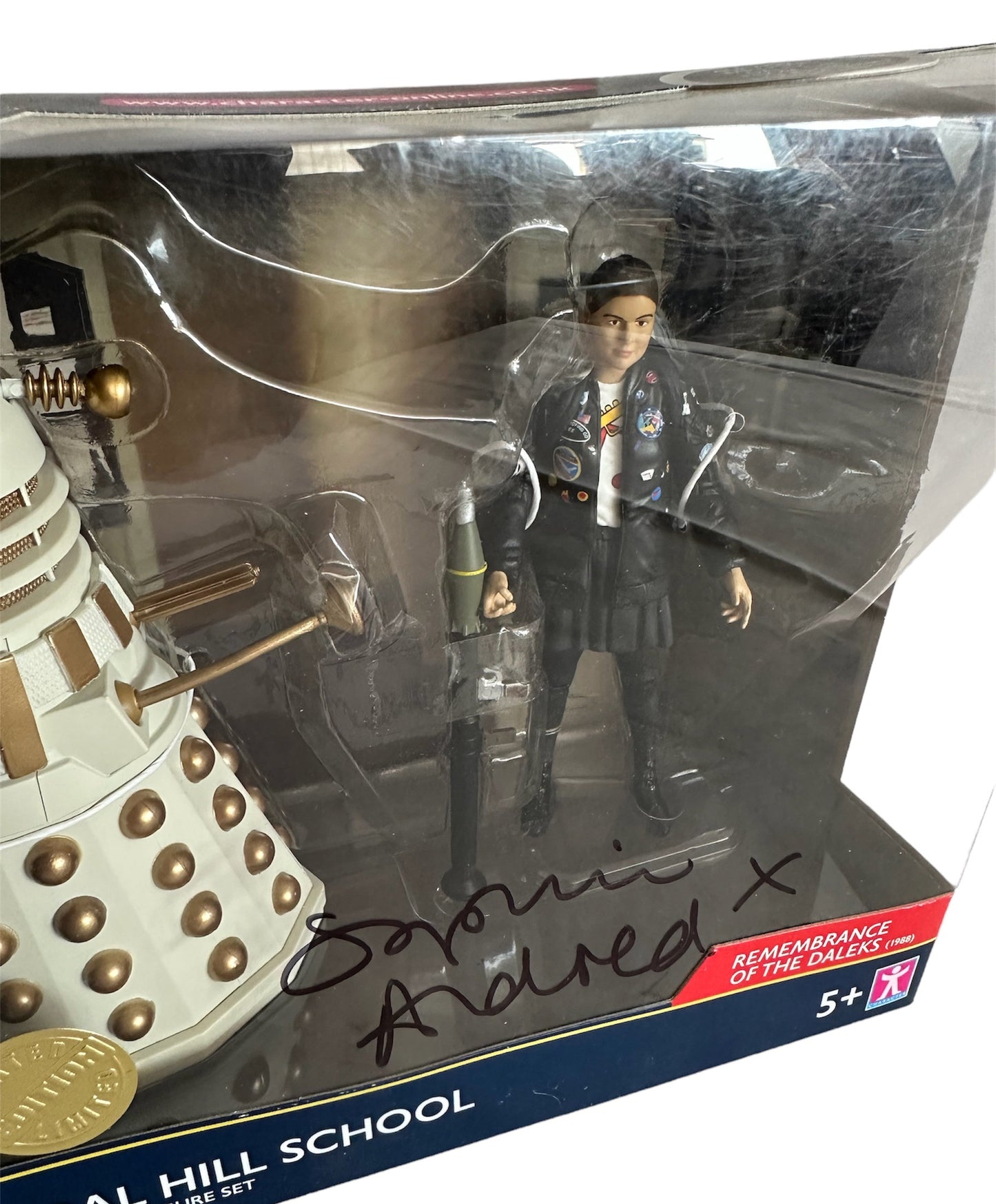 Vintage 2018 Dr Who Remembrance Of The Daleks Limited Edition Collector Action Figure Set - Autographed By Sophie Aldred - Includes Ace And The Imperial Dalek - Factory Sealed