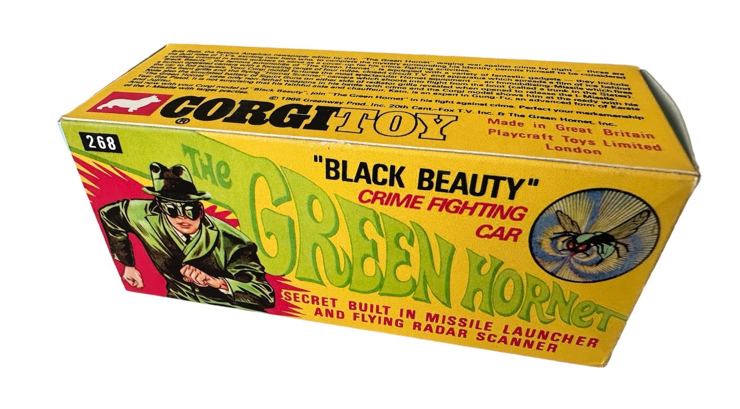 Vintage Corgis 1966 The Green Hornet Black Beauty Crime Fighting Car Diecast Model No. 268 - Fantastic Condition With Display Plinth And Box