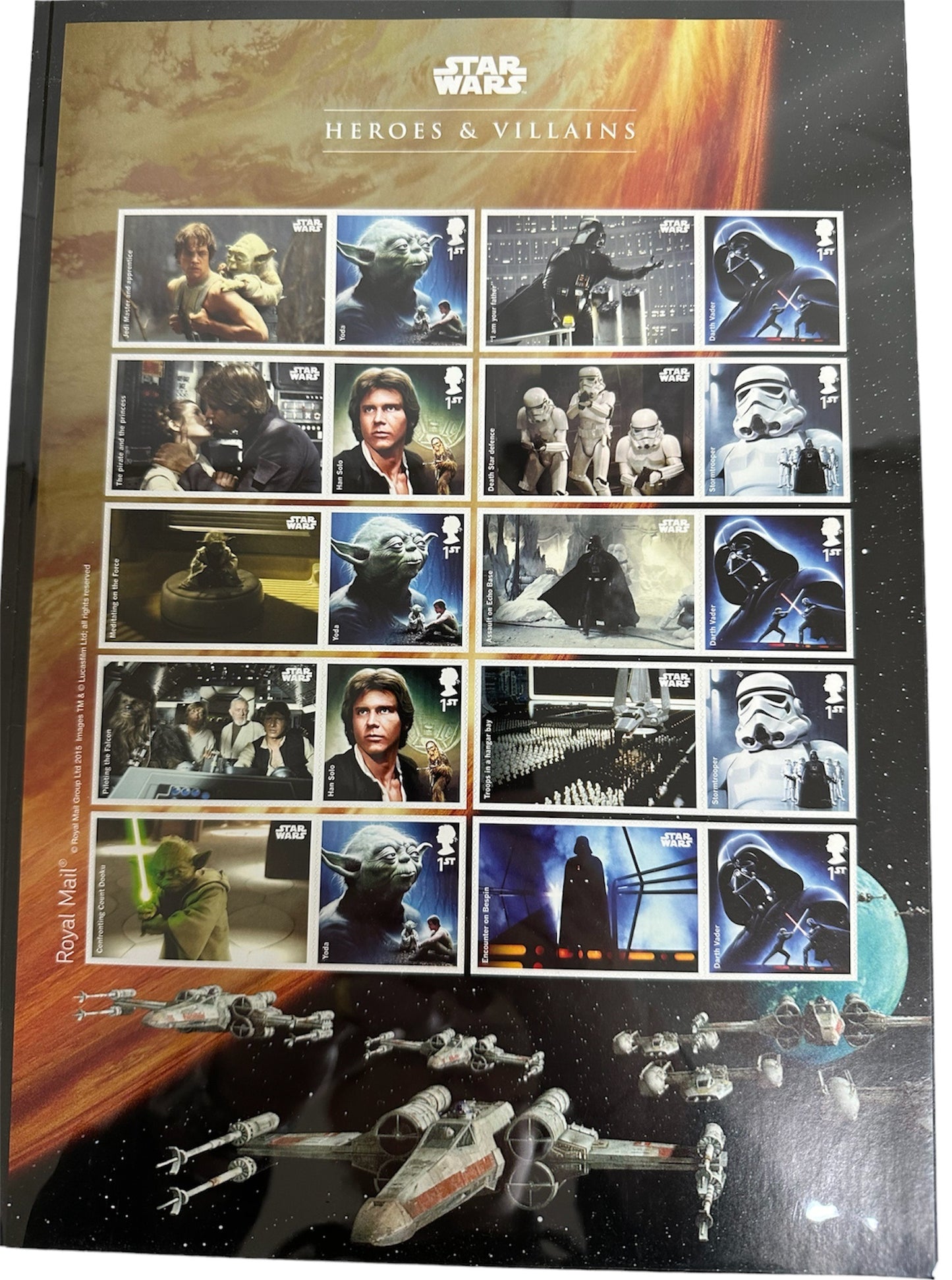 Vintage 2015 Star Wars Saga Heroes & Villains Limited Edition Royal Mails First Day Cover - Set of Two Covers With Display Card Shop Stock Room Find