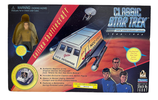 Vintage Playmates 1996 Classic Star 30th Anniversary Trek Galileo Shuttlecraft With Exclusive Captain Kirk Action Figure - Brand New Factory Sealed Shop Stock Room Find