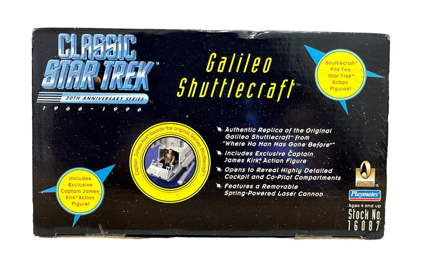 Vintage Playmates 1996 Classic Star 30th Anniversary Trek Galileo Shuttlecraft With Exclusive Captain Kirk Action Figure - Brand New Factory Sealed Shop Stock Room Find