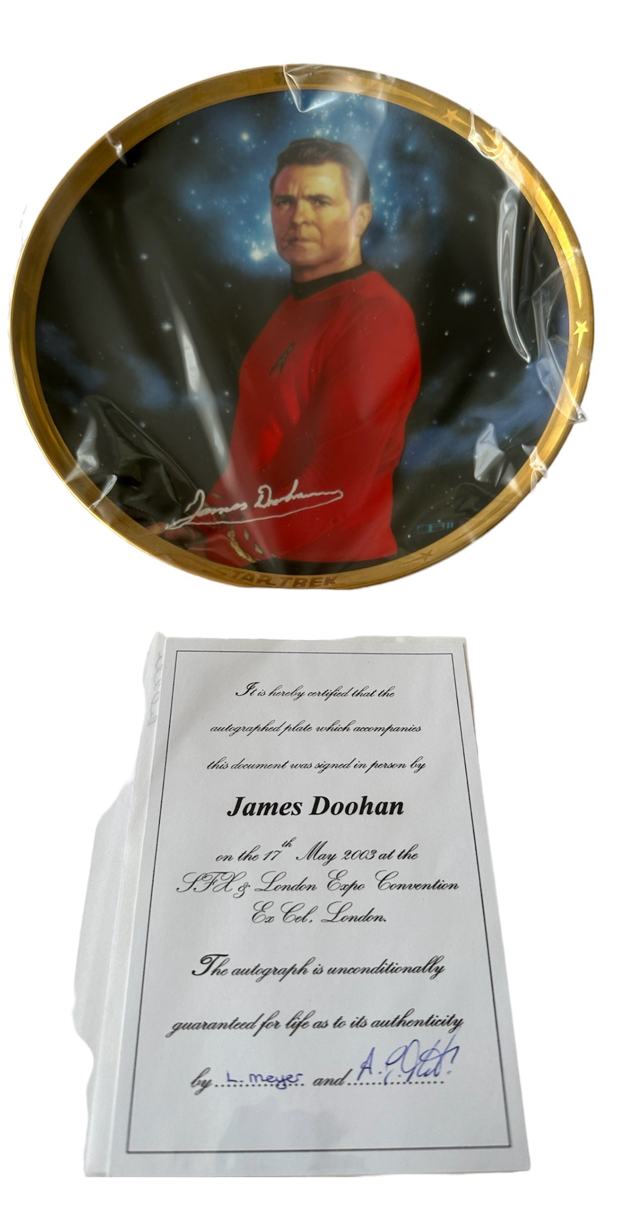 Vintage 1991 Star Trek The Original Series Scotty 25th Anniversary Commemorative Plate - Personally Signed Autographed By James Doohan With COA - Ultra Rare