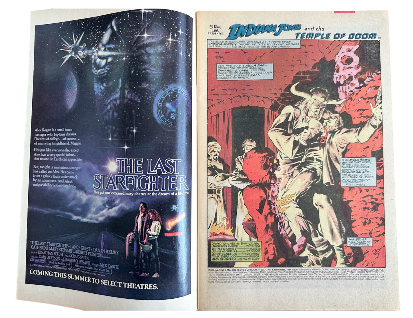 Vintage Marvel 1984 Indiana Jones And The Temple Of Doom Comic Adaptation Of The Movie Part 3 In A Three Issue Limited Series Former Shop Stock