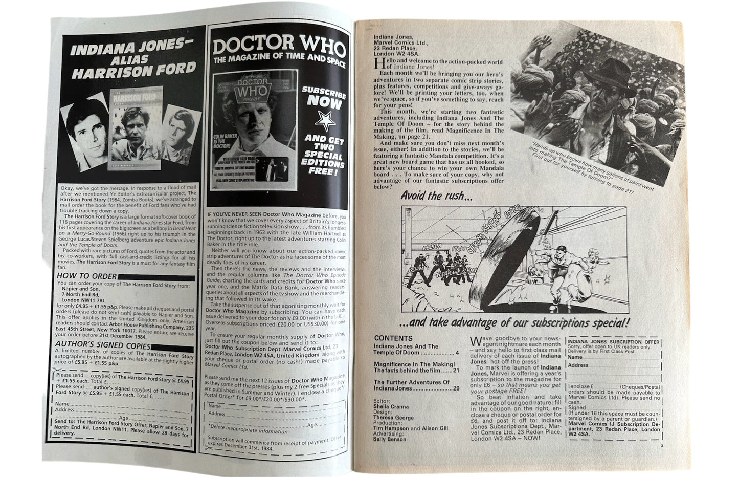 Vintage Marvel UK 1984 Indiana Jones Comic Issue No. 1 Featuring The Temple Of Doom & The Further Adventures Of - Complete With Free Gift - Shop Stock Room Find