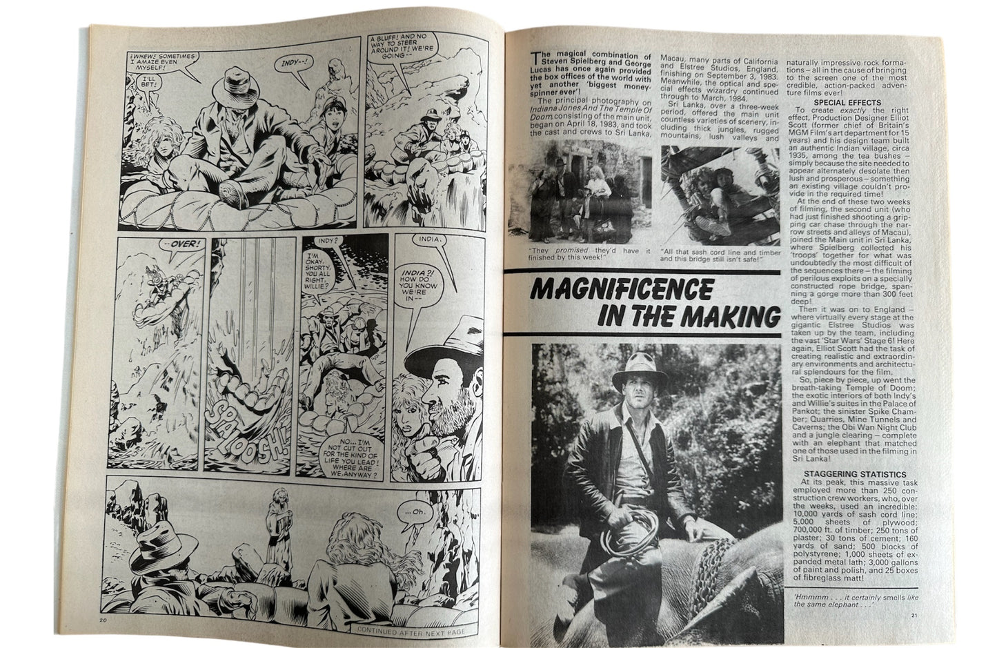 Vintage Marvel UK 1984 Indiana Jones Comic Issue No. 1 Featuring The Temple Of Doom & The Further Adventures Of - Complete With Free Gift - Shop Stock Room Find