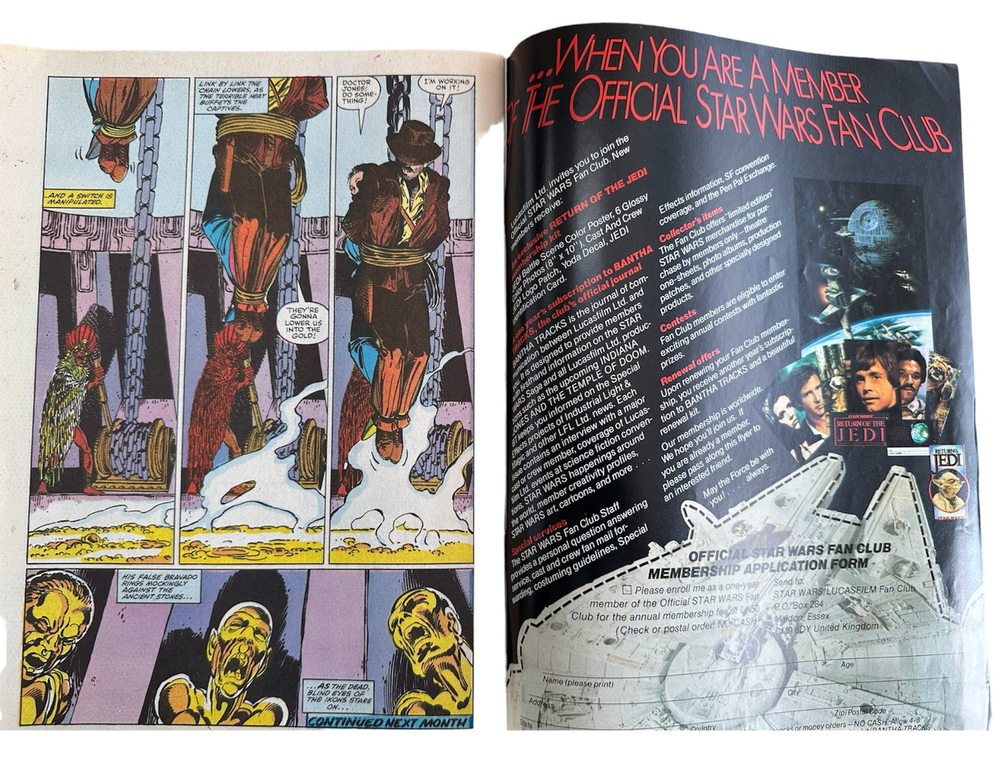 Vintage Marvel UK 1984 Indiana Jones Comic Issue No. 1 Featuring The Temple Of Doom & The Further Adventures Of - Complete With Free Gift - Shop Stock Room Find