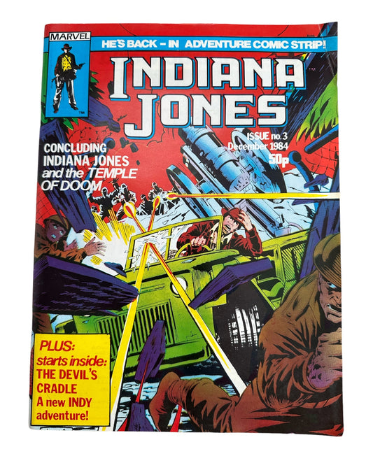 Vintage Marvel UK 1984 Indiana Jones Comic Issue No. 3 Featuring The Temple Of Doom & The Further Adventures Of - Complete With Free Gift - Shop Stock Room Find
