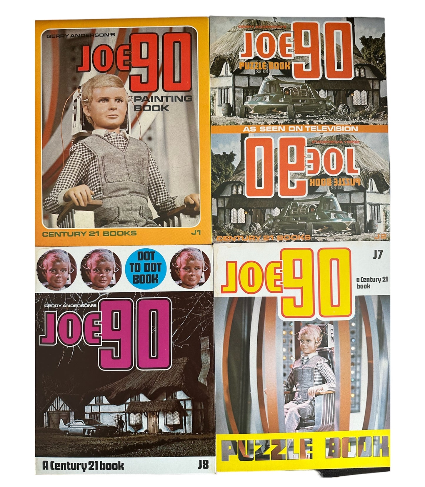 Vintage Gerry Andersons 1968 Ultra Rare Joe 90 Puzzle & Activity Book Set Pack Of 4 - As Seen In The TV Series - Century 21 Publishing - Shop Stock Room Find