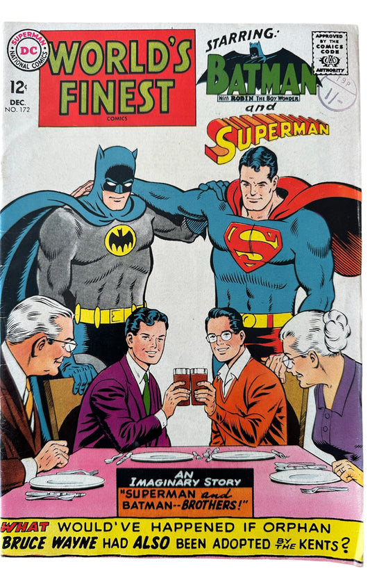 Vintage 1967 DC Worlds Finest Comics Issue Number 172 Starring Superman And Batman With Robin The Boy Wonder - Very Good Condition Vintage Comic