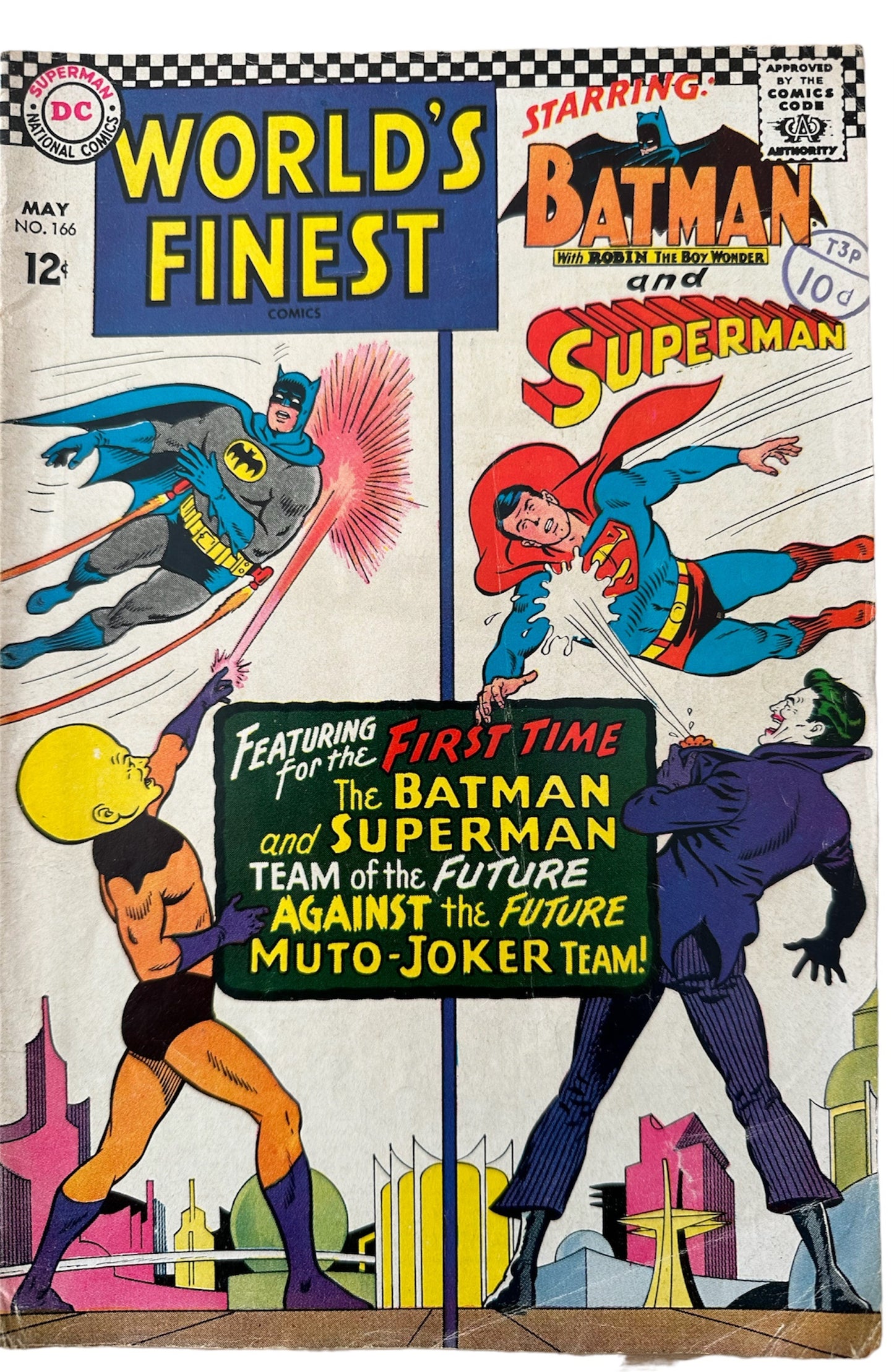 Vintage 1967 DC Worlds Finest Comics Issue Number 166 Starring Superman And Batman With Robin The Boy Wonder - Very Good Condition Vintage Comic